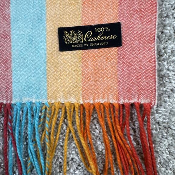 100% cashmere scarf - made in England 64”x12” (70”x12”)Rainbow Colors Theme - Picture 6 of 8